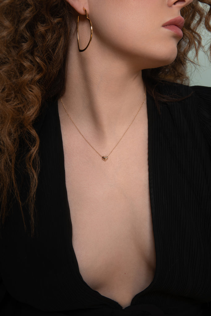 Oversized heart hoop earrings and bubble heart necklace