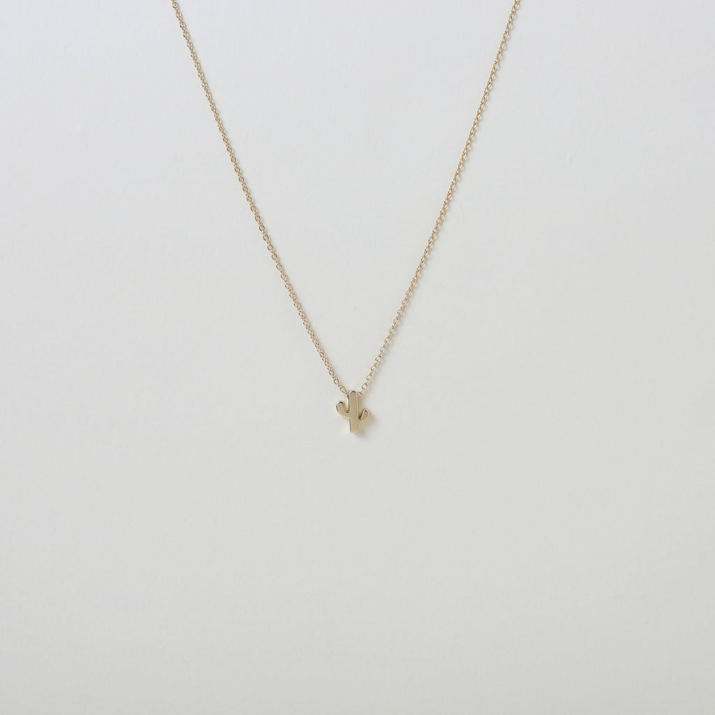 delicate gold chain & cactus pendent