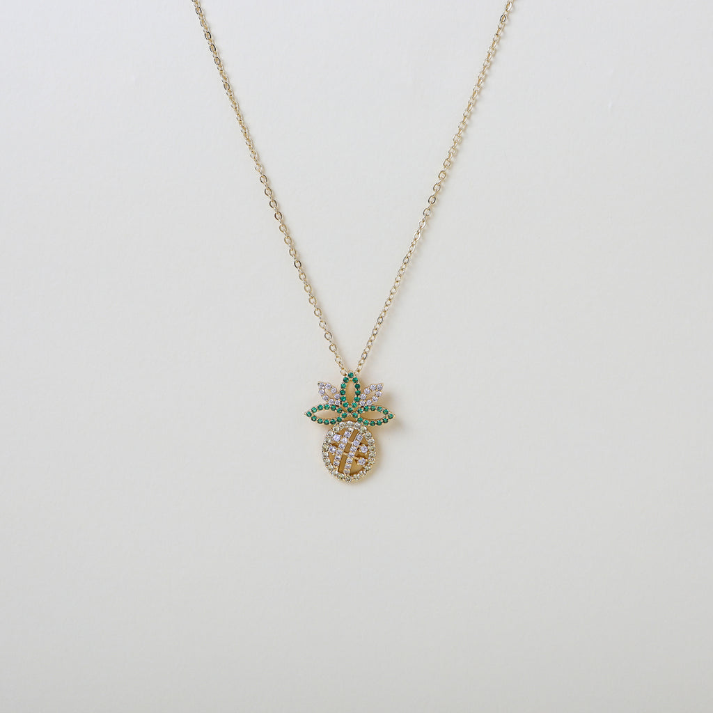 Crystal embellished pineapple pendent necklace