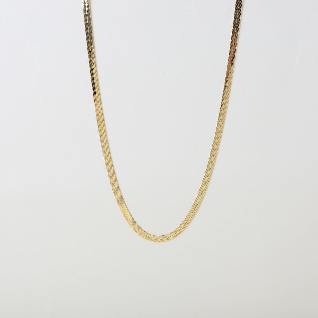 Classic Gold Herringbone Snake Necklace