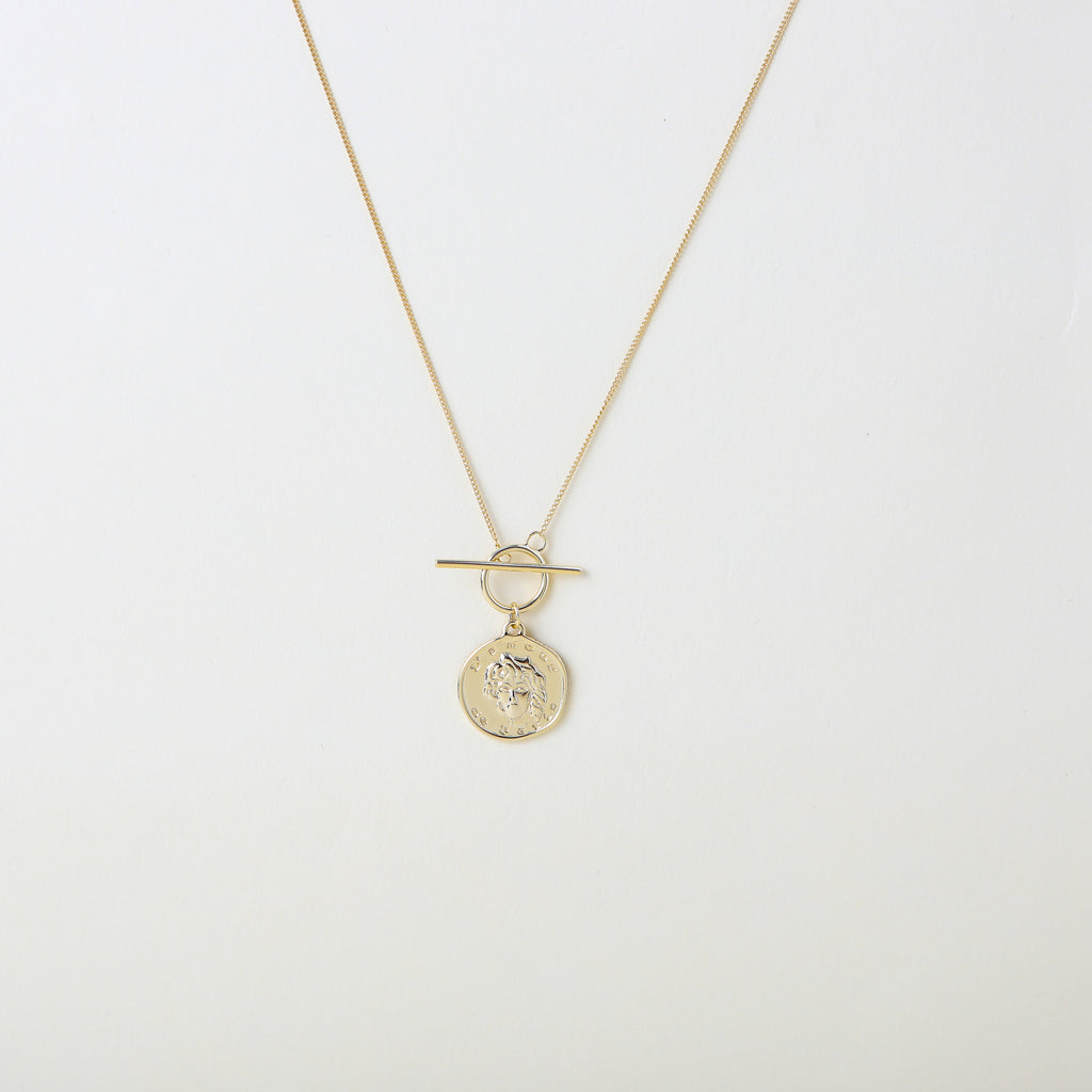 Gold T-Bar clasp Vintage coin necklace