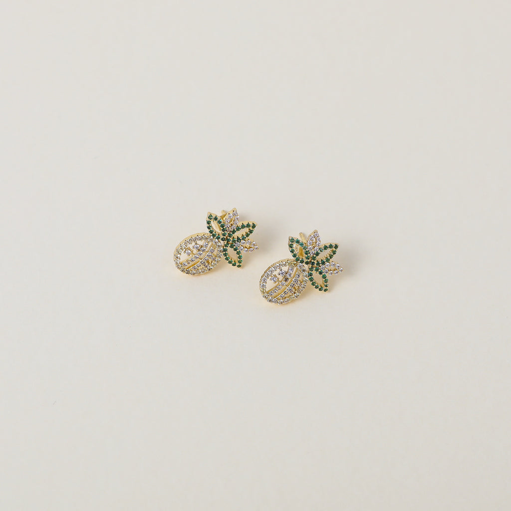 crystal embellished tropicana pineapple earrings