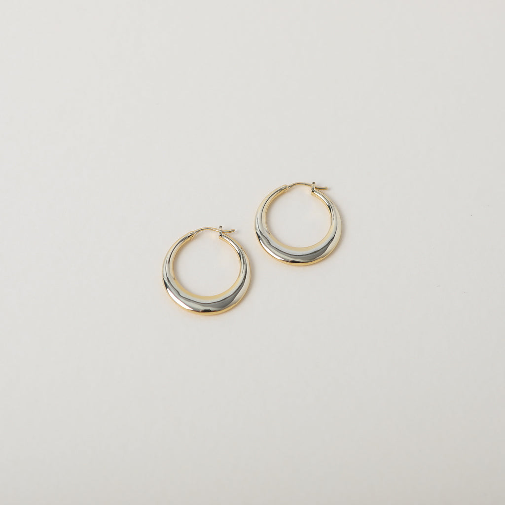 Gold geometric bag hoop earrings