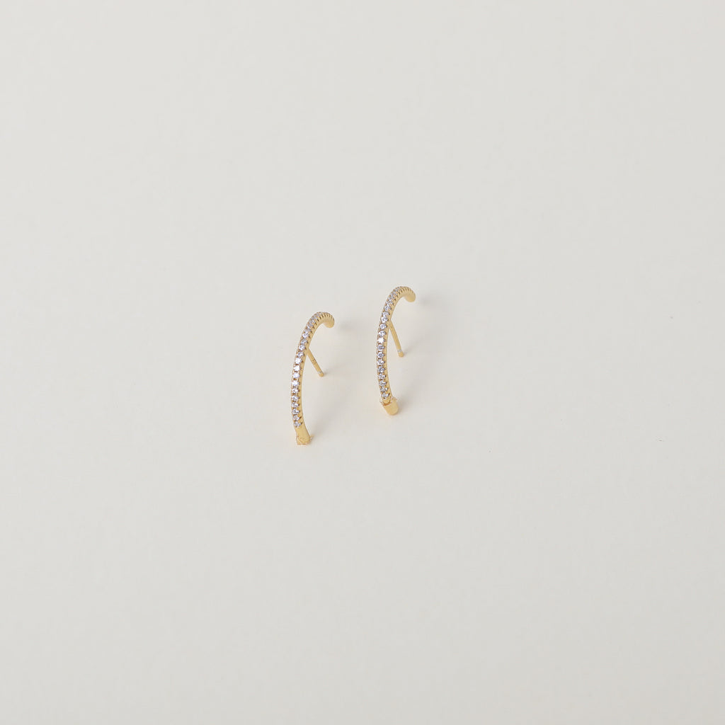 Crystal accented gold lunar ear cuffs