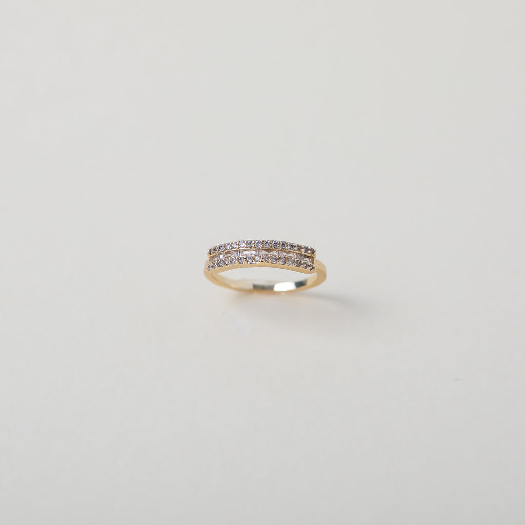 elegant Athena gold & crystal ring