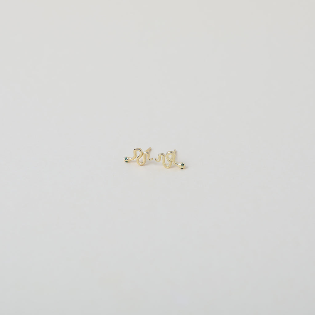 Nirvana Gold vermeil Studs with green crystals